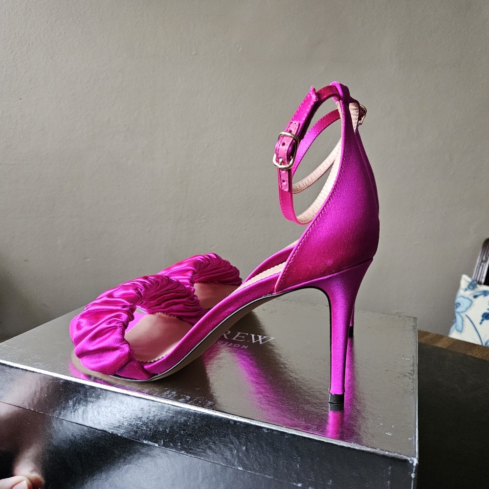 NWT J. Crew Collection Rylie ruched-strap heels in pink satin - Picture 11 of 17